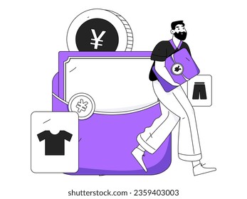 Festive Shopping E-Commerce Online Shopping People Flat Vector Concept Operation Hand Drawn Illustration

