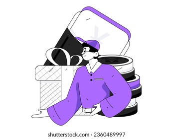 Festive Shopping E-Commerce Online Shopping People Flat Vector Concept Operation Hand Drawn Illustration
