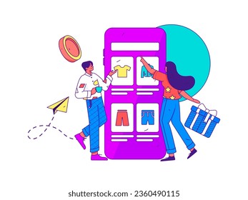 Festive Shopping E-Commerce Online Shopping People Flat Vector Concept Operation Hand Drawn Illustration
