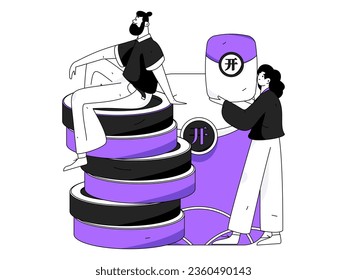 Festive Shopping E-Commerce Online Shopping People Flat Vector Concept Operation Hand Drawn Illustration
