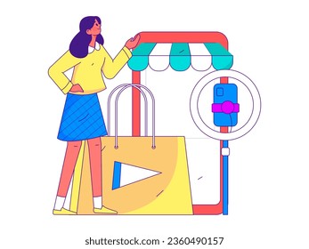 Festive Shopping E-Commerce Online Shopping People Flat Vector Concept Operation Hand Drawn Illustration
