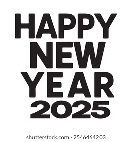 Festivo Silhueta Vetor Estilo Ano Novo 2025 T-Shirt Design para celebrações de férias