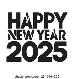 Festive Silhouette Vector Style New Year 2025 T-Shirt Design for Holiday Celebrations