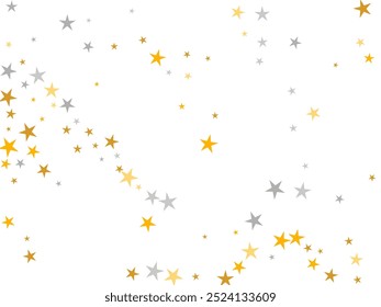 Fondo de pantalla de Vector de polvo de estrellas de plata y oro festivo. Pequeñas lentejuelas de polvo de estrellas Elementos de decoración de Navidad. Diseño del polvo de la estrella de la celebración. Decoración de felicitaciones de confeti de lentejuelas.