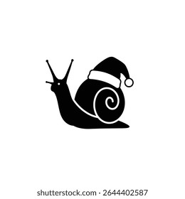 Caracol festivo vestindo feriado de Natal de chapéu de Papai Noel.