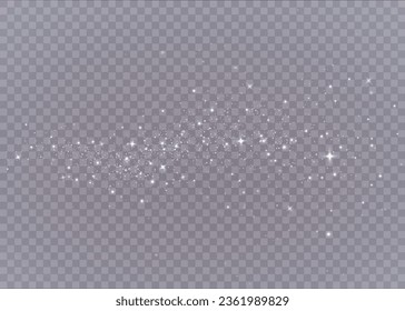 Festive snow powder on a black background vector. Beautiful light comets made of snow and small dust . Stock royalty free. Flying snow from a spray.