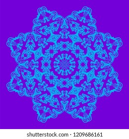 Festive snowflake doodle in flat style. ornate lace doodle for Christmas party invitation
