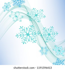 Festive snowflakes, winter background. Abstraction of the blue wave