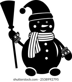 Festive Snowman Illustration with Scarf. Vector Illustration