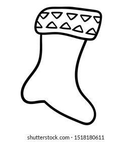 Festive sock. Doodle illustration. Symbol of celebration and comfort. New Year, Christmas. Cozy Home. Vector. Vector illustration