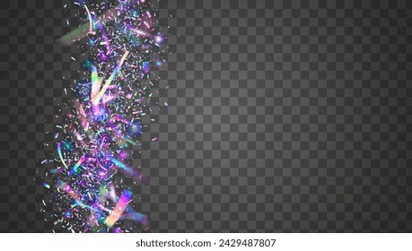 Festive Sparkle. Falling Banner. Neon Confetti. Hologram Burst. 3d Birthday Backdrop. Purple Laser Glitter. Disco Pattern. Digital Design. Pink Festive Sparkle