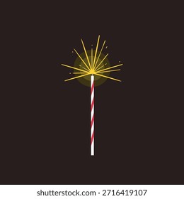 Festivo Sparkler Firework no fundo escuro Vetor Ilustração