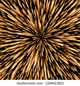 Festive sparkling background with golden rays. Fireworks. Light effect flash, explosion. Vector illustration