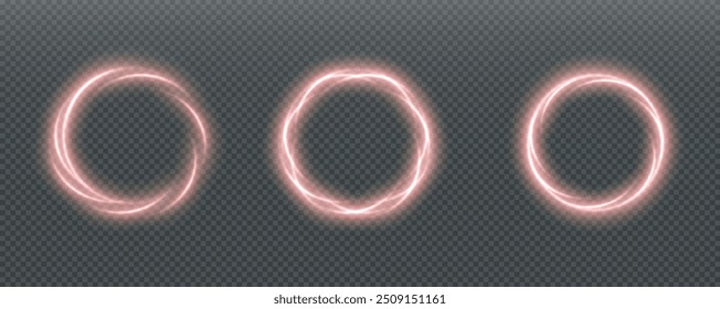 Festive sparkling frame, circle, ring png. Festive circle, ring, frame, for cards, invitations, banners, adverts. Neon frame, set of geometric frames.