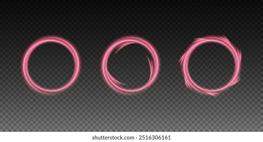 Festive sparkling frame, circle, ring png. Festive circle, ring, frame, for cards, invitations, banners, adverts. Neon frame, set of geometric frames.