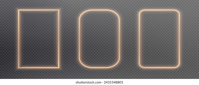 Festive sparkling frame, rectangle png. Festive rectangle, frame, for cards, invitations, banners, adverts. Neon frame, set of geometric frames.	
