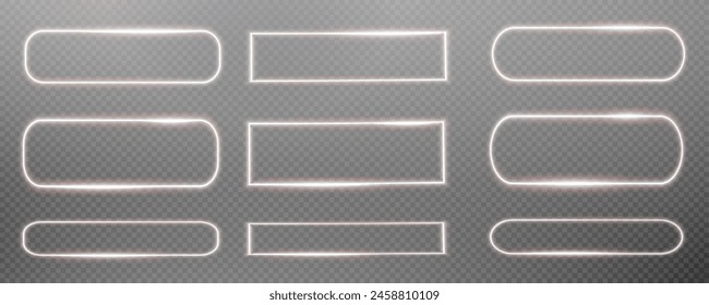Festive sparkling frame, rectangle png. Festive rectangle, frame, for cards, invitations, banners, adverts. Neon frame, set of geometric frames.