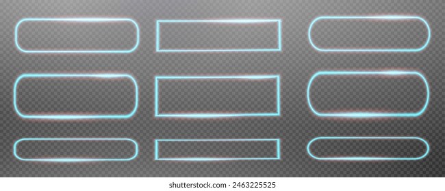 Festive sparkling frame, rectangle png. Festive rectangle, frame, for cards, invitations, banners, adverts. Neon frame, set of geometric frames.