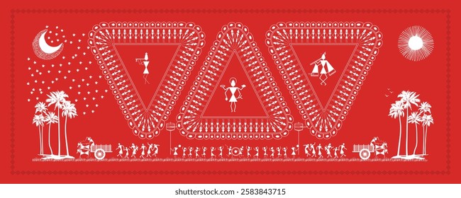 Festive Spirit: Krishna Janmashtami Celebration in Warli Art.