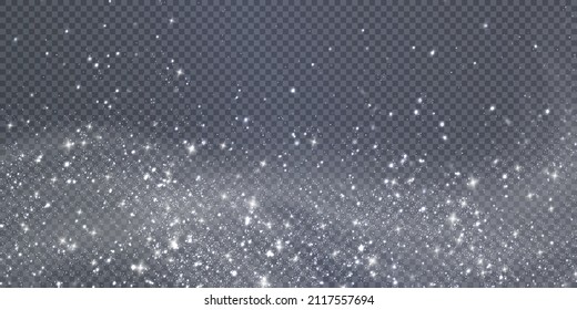 Festive splash of white dust. A light cloud of shining smoke. White festive curve wind Png.Vector smoke explosion.