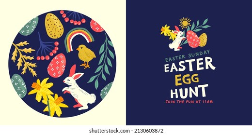 Festive spring and easter decorations and patterns layout design. Vector illustration