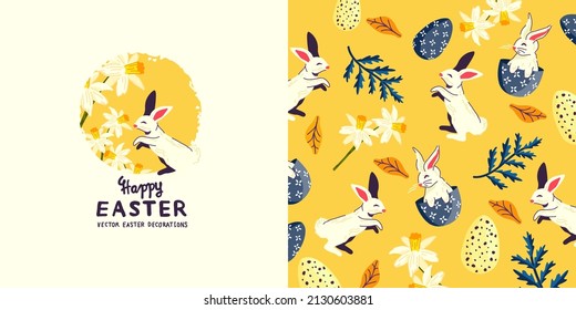 Festive spring and easter decorations and patterns layout background, Vector illustration