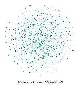 Festive spring green confetti flying on a white background. Vector illustration.