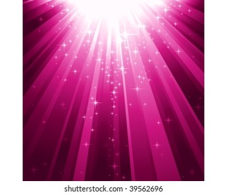 Festive square abstract background with stars descending on rays of purple light. 7 global colors, background controlled by 1 linear gradient.