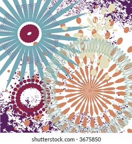 Festive square tile background with grunge elements in vector format.