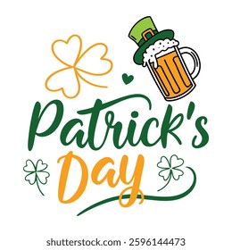 Festive St. Patrick's Day design with beer graphic.