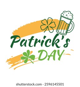 Festive St. Patrick's Day Graphic with Beer and Shamrock