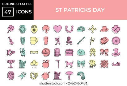 Festive St. Patrick's Day Icon Collection: From Shamrocks to Green Hats - Everything You Need