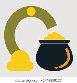 Festive St. Patrick's Day Illustration with Gold Coins and a Pot of Gold, Perfect for Holiday Graphics and Celebratory Designs