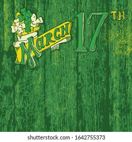 Festive St. Patrick's day with the inscription "17th March". Vector background