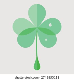 Festive St. Patrick's Day Shamrock Illustration with Dewdrops, a Symbol of Luck and Irish Heritage, Perfect for Seasonal Greetings and Celebrations