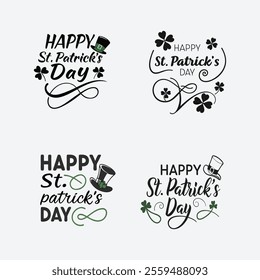 Festive St. Patrick's Day vector artwork featuring Irish-themed elements like shamrocks, leprechaun hats, and green designs. Perfect for celebrations, cards, and decor.