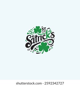 A festive St. Patrick's Day vector typography design featuring decorative green loaf, hat, lettering Perfect for greeting cards, posters, and social media