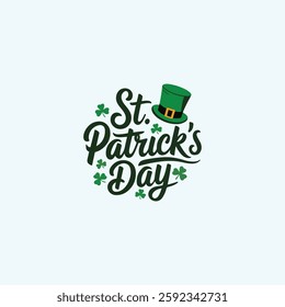 A festive St. Patrick's Day vector typography design featuring decorative green loaf, hat, lettering Perfect for greeting cards, posters, and social media