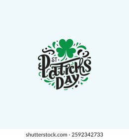 A festive St. Patrick's Day vector typography design featuring decorative green loaf, hat, lettering Perfect for greeting cards, posters, and social media