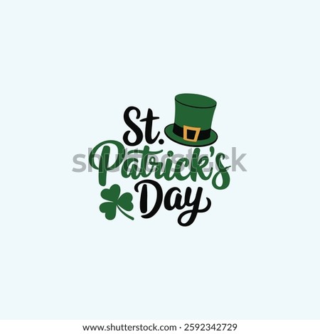 A festive St. Patrick's Day vector typography design featuring decorative green loaf, hat, lettering Perfect for greeting cards, posters, and social media