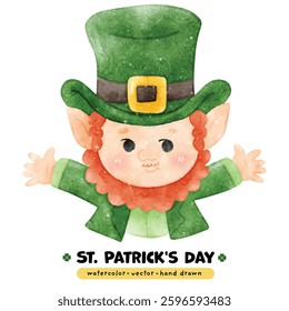 Festive St. Patrick's Day Watercolor Leprechauns, Rainbows, Lucky, Pot of gold