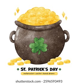 Festive St. Patrick's Day Watercolor Leprechauns, Rainbows, Lucky, Pot of gold
