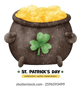 Festive St. Patrick's Day Watercolor Leprechauns, Rainbows, Lucky, Pot of gold