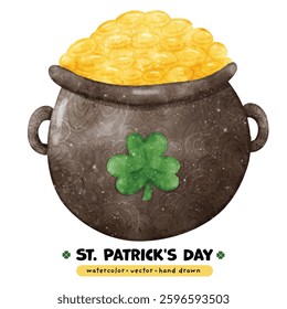 Festive St. Patrick's Day Watercolor Leprechauns, Rainbows, Lucky, Pot of gold
