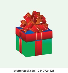 Festive Stacked Gift Box with Ribbon and Bow, Ideal for Holiday Celebrations. This colorful present is a symbol of joy and giving, perfect for adding a touch of holiday cheer to any project or design,