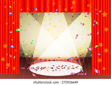 Festive stage with light and serpentine