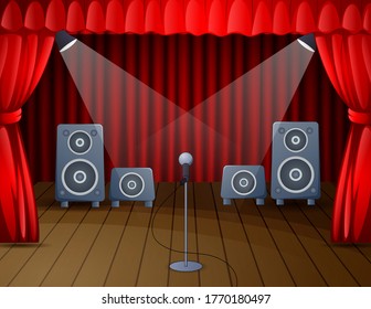 Festive stage with microphone and speaker