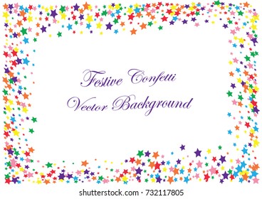 Festive star confetti background. Twisted  vector texture for holidays, postcards, posters, websites, carnivals, birthday and children's parties. Cover mock-up. New year, Christmas theme