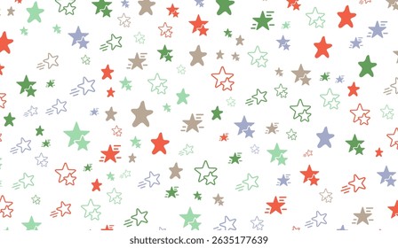 Festive Starry Dreamscape: Colorful Star Cluster on White Background, Holiday Celebration, Whimsical Pattern, Cosmic Delight, Vibrant Starry Texture, Party Decor Idea