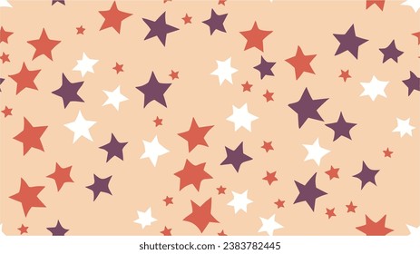 Festive Stars Wallpaper. Starry night sky. Stars in different shapes and forms. Starry Sky Colorful Background. Design for fabric, wrapping paper, background, wallpaper. Seamless.